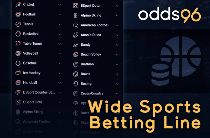 Wide sports betting line at Odds96: cricket, football, eSports, kabaddi, tennis