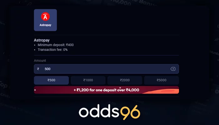 Deposit on the site Odds96 with a sports bonus to the deposit