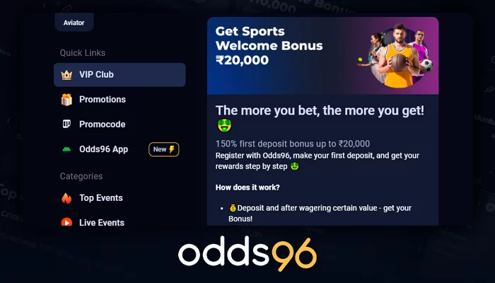 Conditions of wagering sports bonus to deposit on the site Odds96