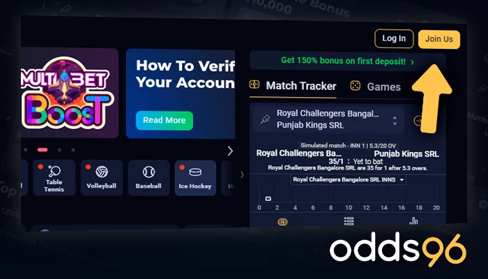 Register an account to play online casino Odds96