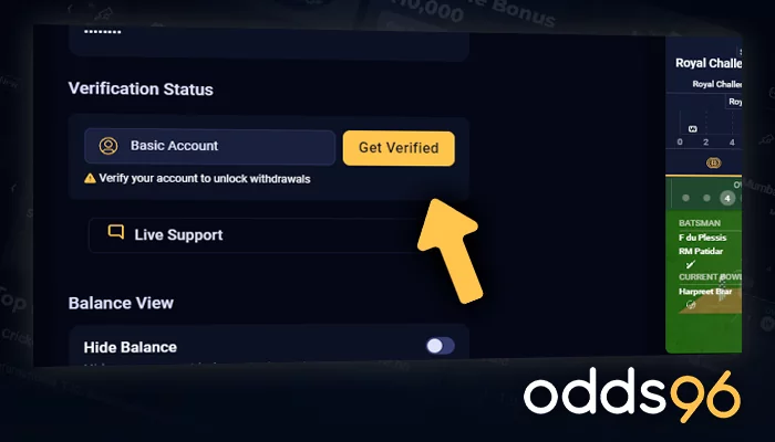 Identity verification by email at Odds96