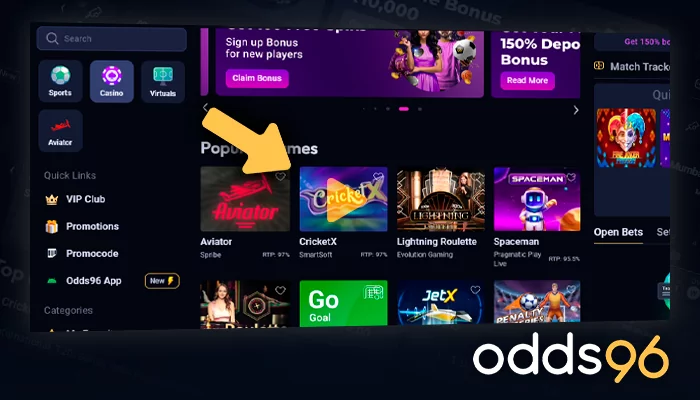 Choice of casino games to start playing at Odds96