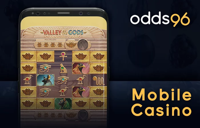 Odds96 mobile casino app for playing slots, aviator, roulette, baccarat and other games