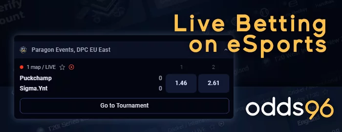 Live Betting on eSports at Odds96: watch and bet