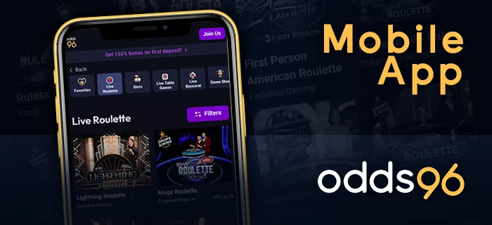 Odds96 Mobile app for playing Live Casino in India