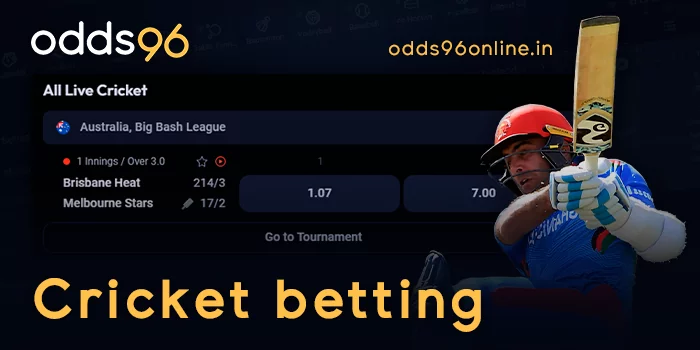Betting on cricket matches at bookmaker Odds96