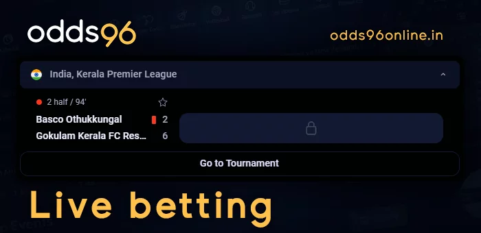 Live betting on sports matches at Odds96