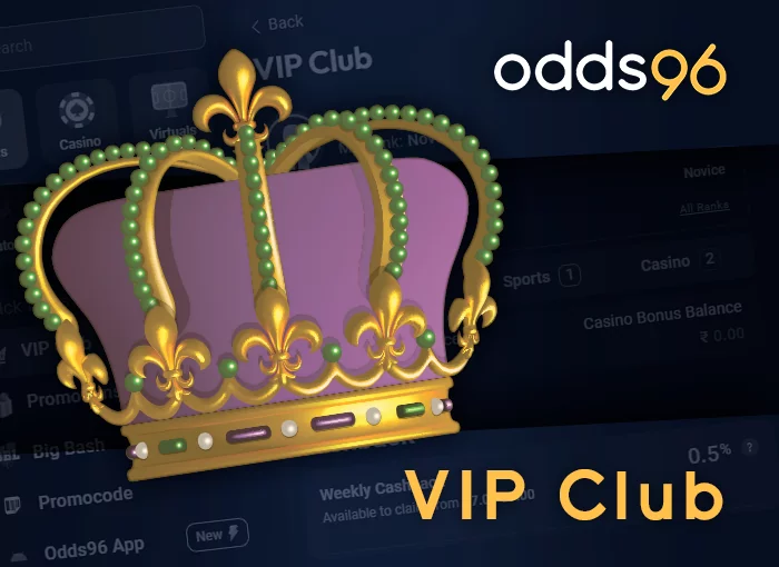 Odds96 पर VIP क्लब - बोनस, कैशबैक