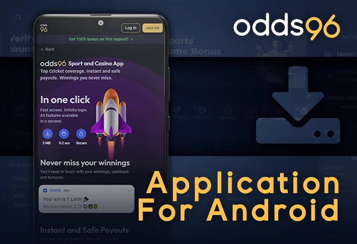 Odds96 app for Androind download page: small apk size, fast installation and safety