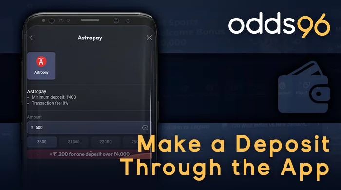 Making a deposit via Odds96 application on smartphone: guide