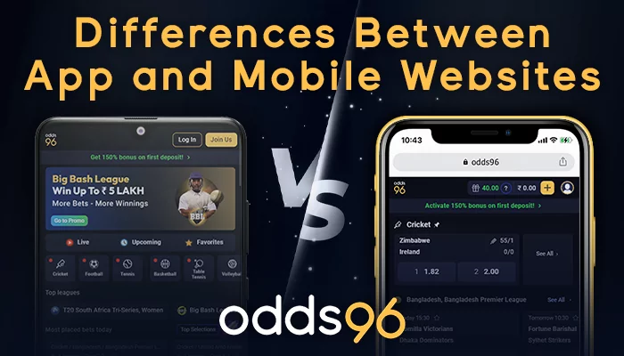 Differences between Odds96 app and mobile website