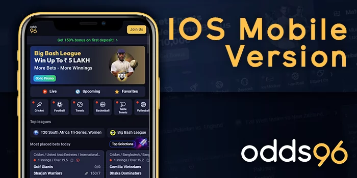 Odds96 IOS mobile version: place bets on iPhone