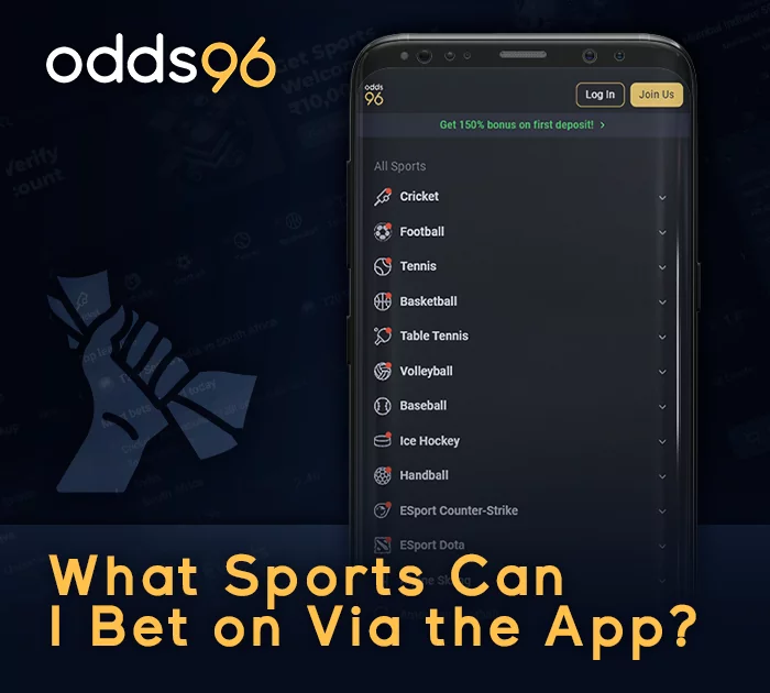 Wide sports line to bet on via Odds96 app: cricket, football, tennis basketball and others