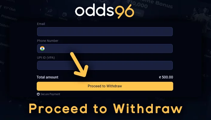 Confirmation of withdrawal from Odds96
