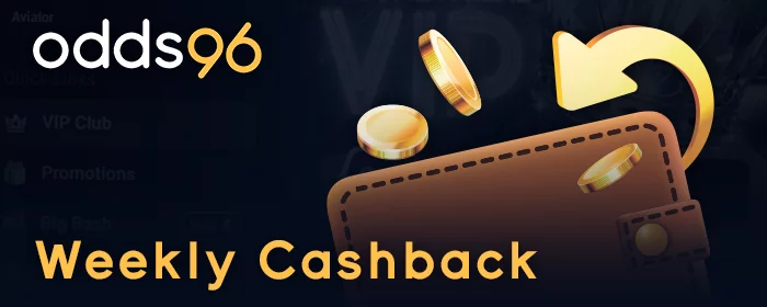 Odds 96 Weekly Cashback - special program to receive a part of your losses back